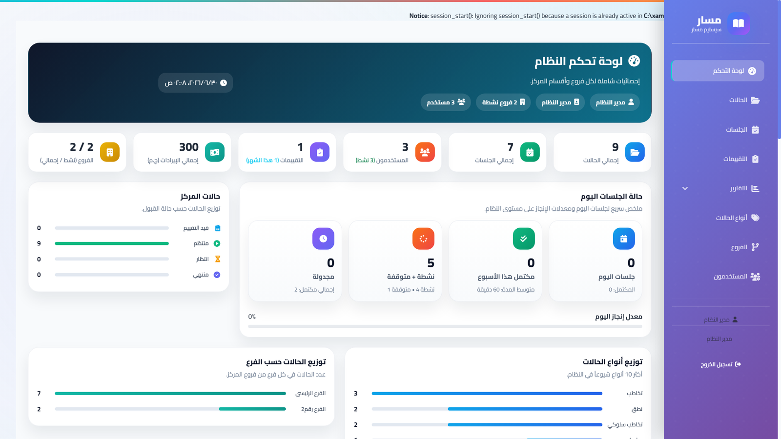 لوحة تحكم مسار